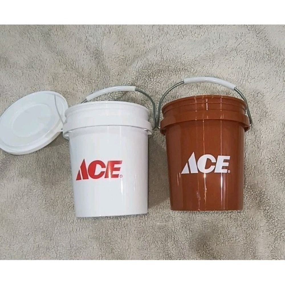Ace Hardware Mini Bucket Set of 2 -Brown and White Lot Miniatures .5 Quart